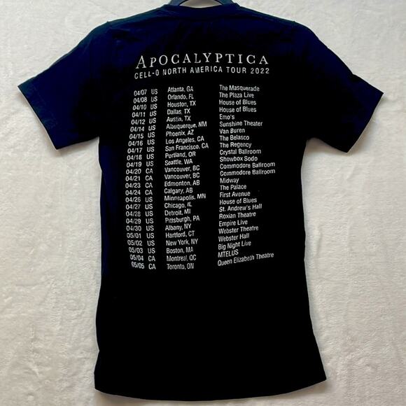 Apocalyptica Cello-0 North America‎ Tour 2022 Black Band T-Shirt - Picture 3 of 5
